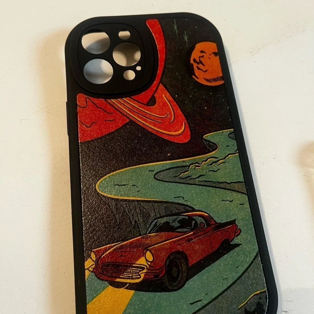 Bottle Cap Creative Car & Planet Pattern Phone Case Tough iPhone Case 12 13 14